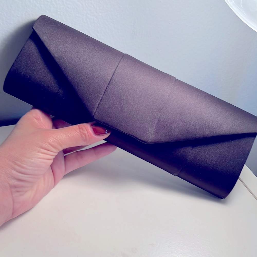 Satin Clutch Evening Bag - Black